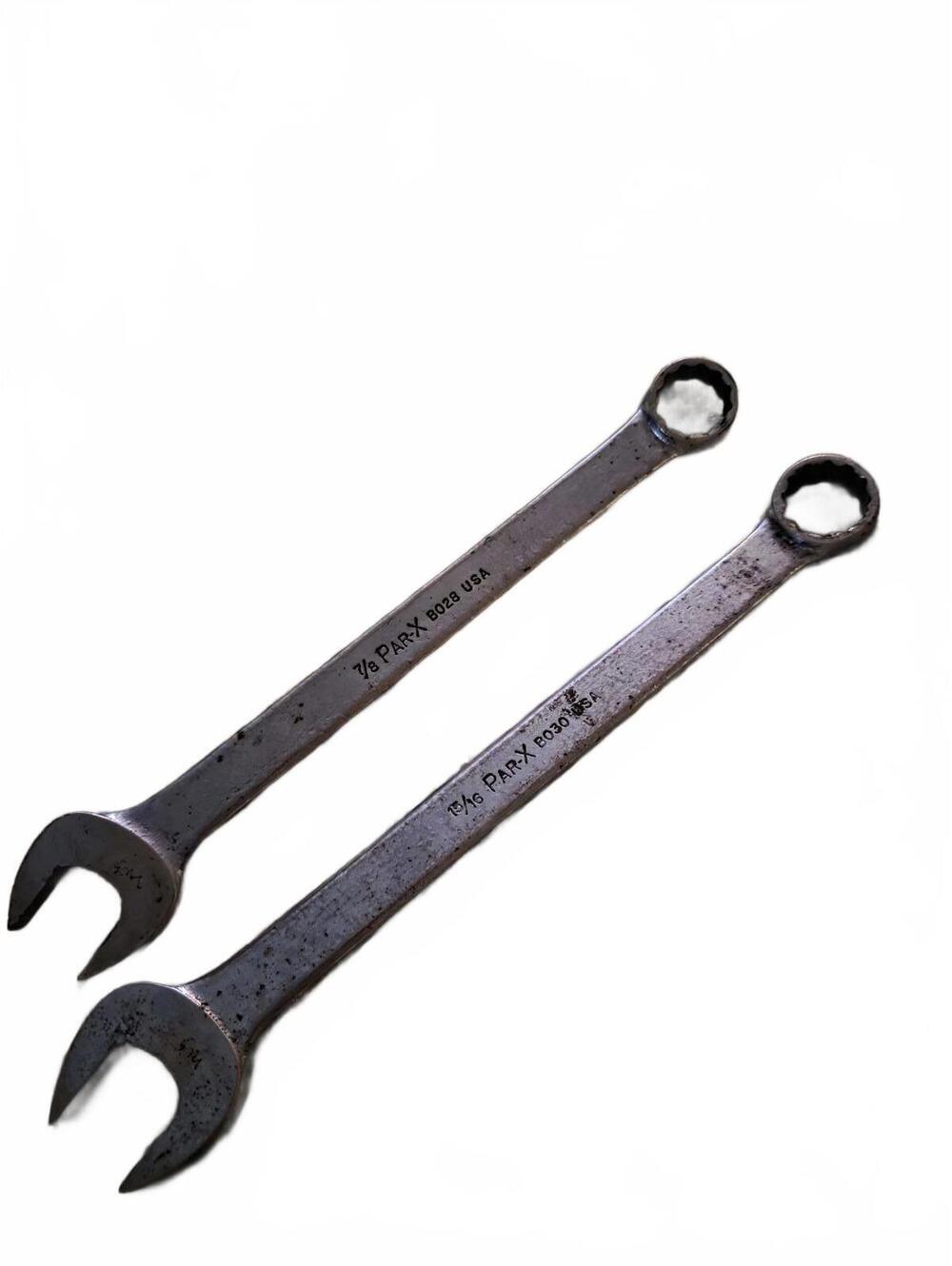 2 Vtg Par-X B028 & B030 Combination Wrenches Set 7/8" and 15/16"